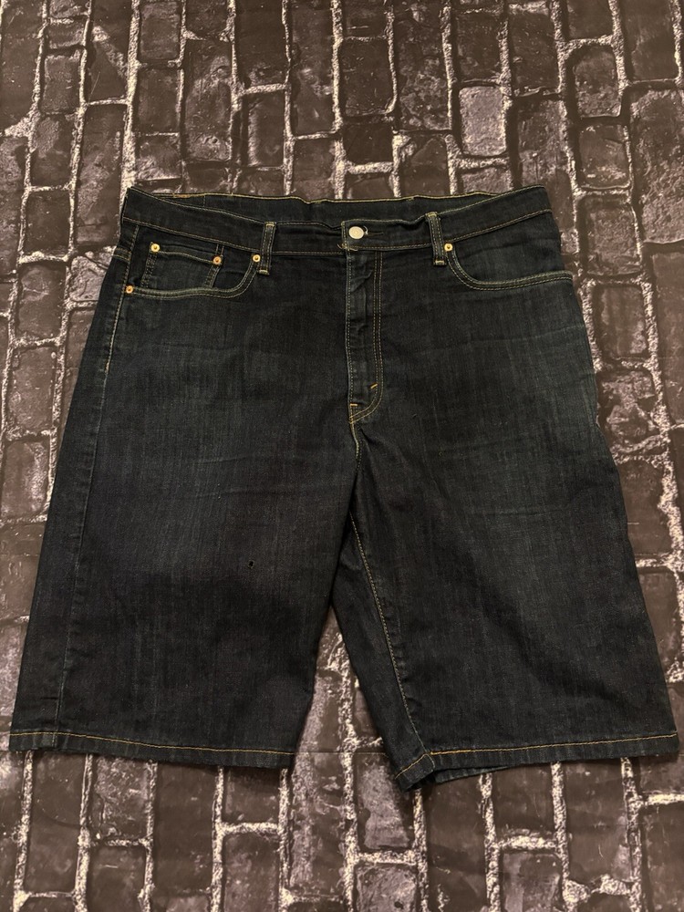Levi Strauss 569 Denim Shorts Mens Size 38 Dark Blue Loose Fit Minor Flaw