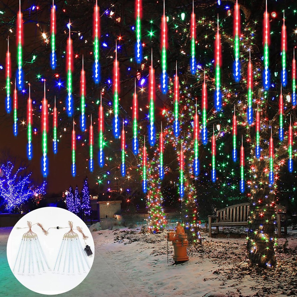 384LED Meteor Shower String Lights 2-Pack for Christmas Decor