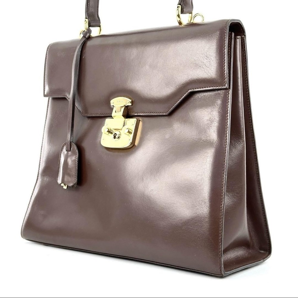GUCCI Lady Lock Leather Handbag Brown with Key