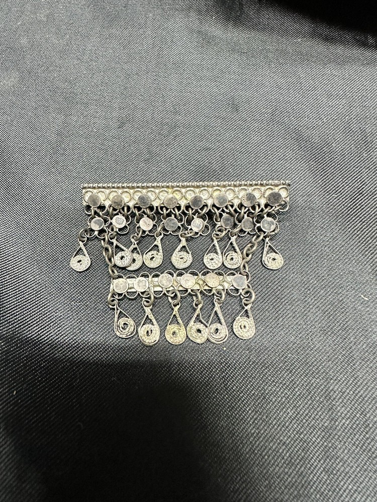 B3 Vintage Israel 925 Sterling Silver Filigree Dangle Jerusalem Brooch Pin