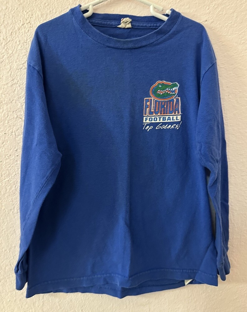 Boys Florida Gators Football Long Sleeve Blue Shirt Size Medium Good Condition