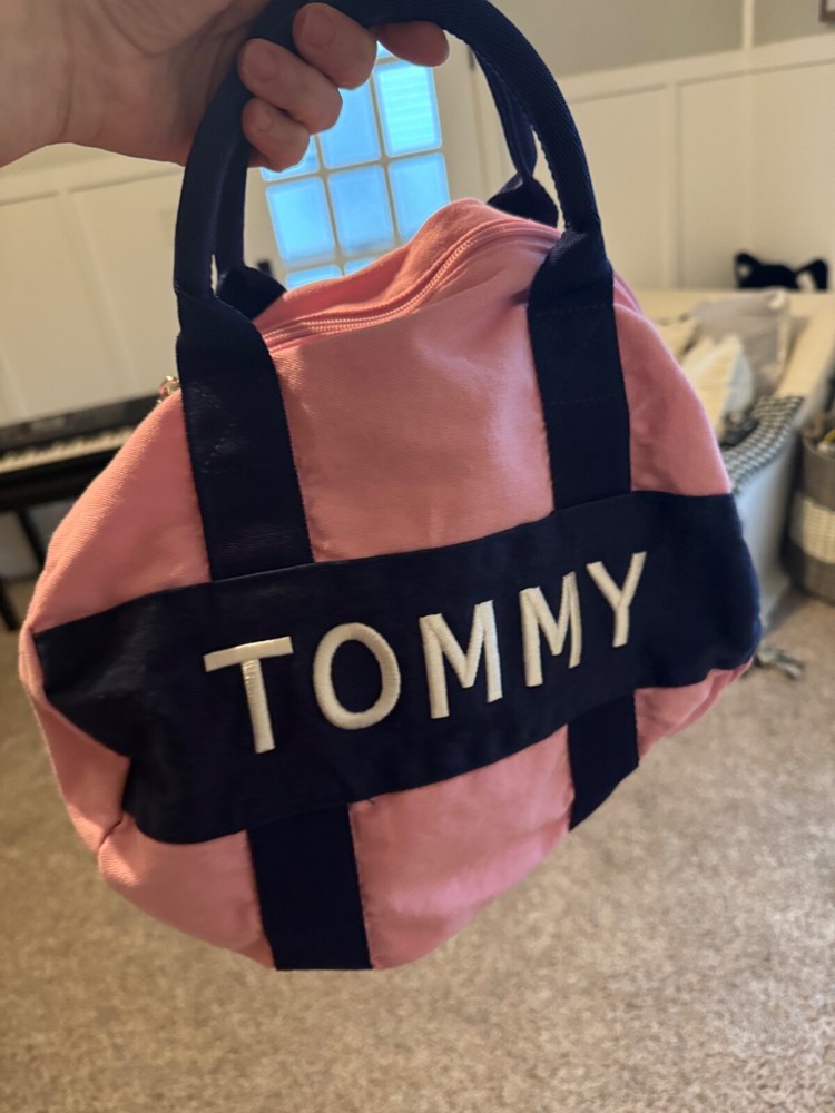 Tommy Hilfiger mini cotton pink duffel bag unisex travel gym tote
