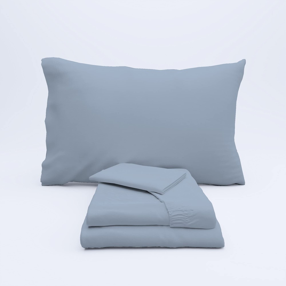 Luxury Cotton 1200 Thread Count Cotton Sateen 4-Piece Sheet Set, Queen, Light...