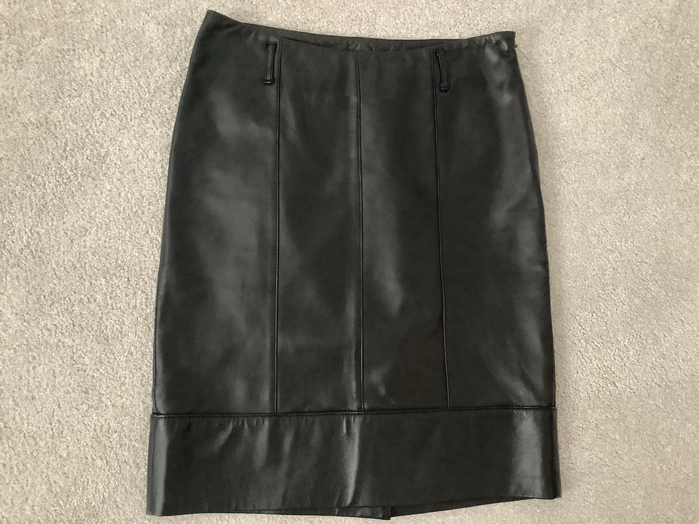 SHELLI SEGAL New Skirt-pencil Women's Leather 100% Black Size 4 Classic