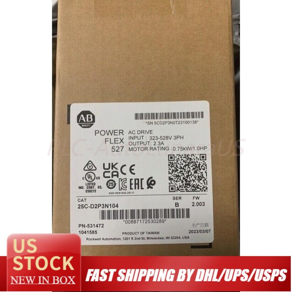 Allen Bradley 25C-D2P3N104 Factory Sealed New AC Drive 0.75kW 1HP PowerFlex 527