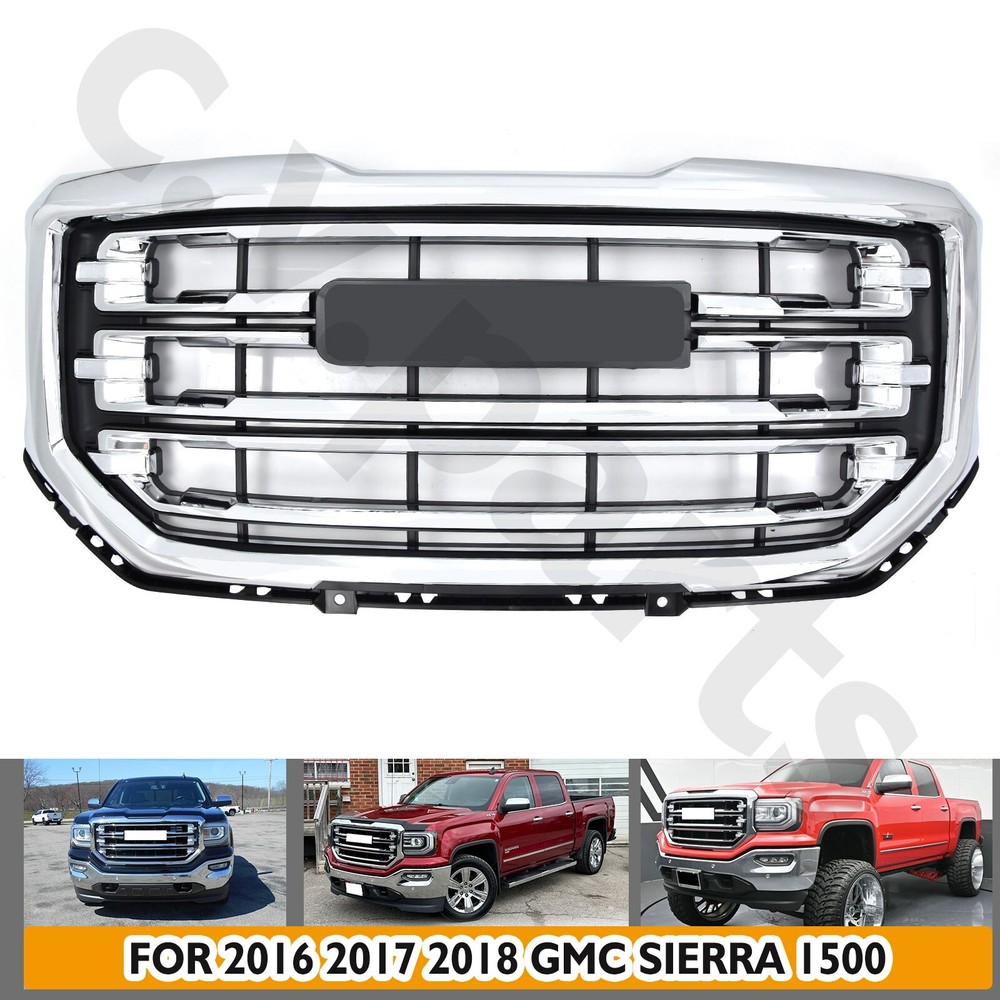 For 2016 2017 2018 GMC SIERRA 1500 SLT FRONT UPPER GRILLE BUMPER GRILL CHROME