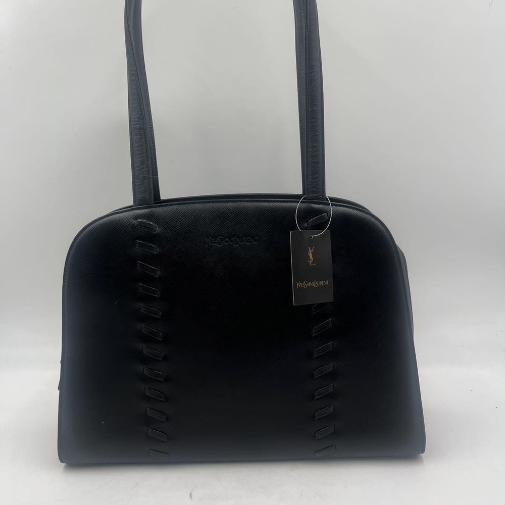 Yves Saint Laurent YSL Cassandra Black Leather Shoulder Bag Authentic F0508131