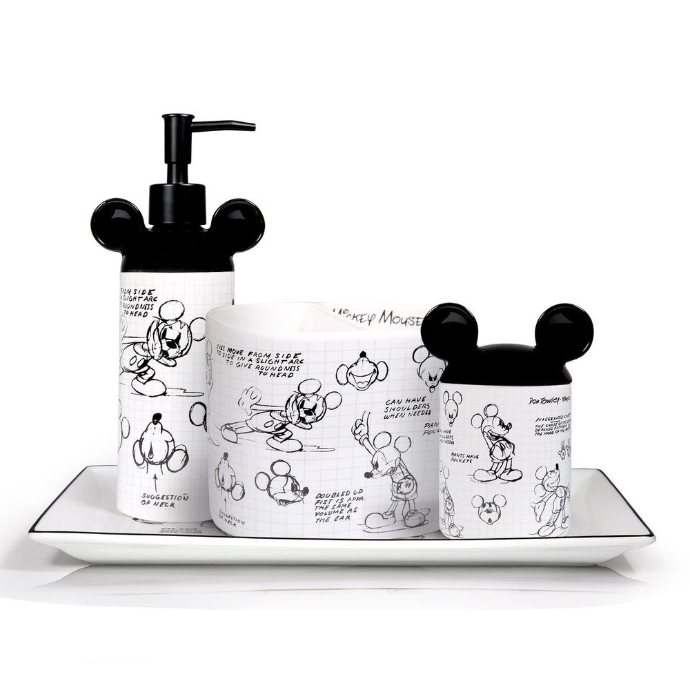 Disney 4 Piece Bathroom Set Accessories | Disney Mickey Mouse Home Decoration...