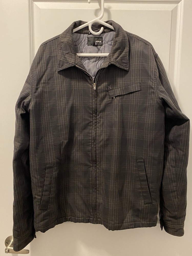 Hurley Gray Plaid Jacket Coat for Men in Size XL
