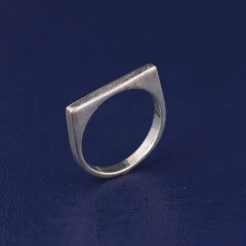 Signet Square Thin 925 Sterling Silver Stackable Ring for Men AK519