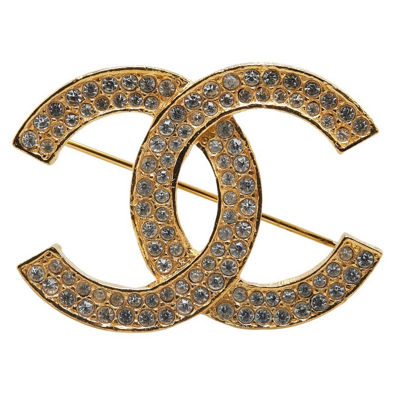 Chanel Coco Mark Brooch Gold Plated Rhinestone 464067  