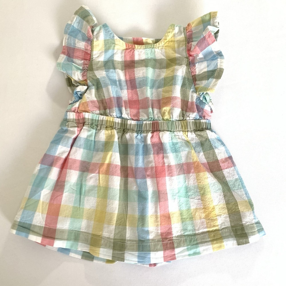 Pastel Rainbow Gingham Ruffle Dress for Baby Girls 3 Months Easter Outfit