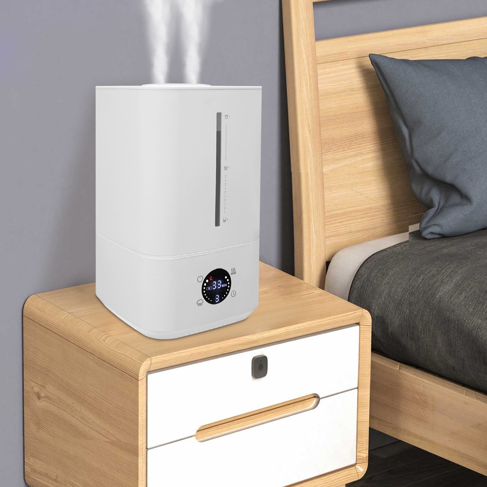 6L Hot & Cold Mist Humidifier Machine Tabletop Humidifier Touch Control 110-220V