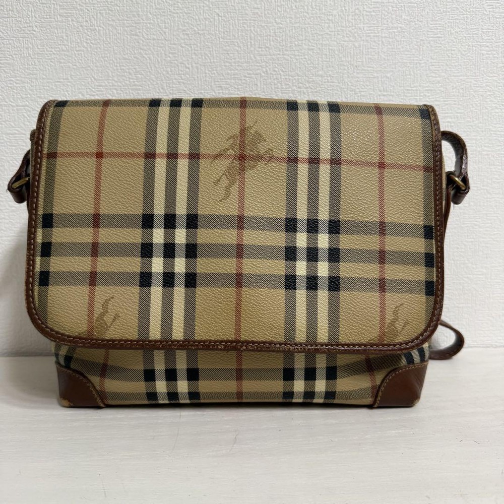Burberry Shoulder Bag Nova Check Canvas Brown Authentic F1204248