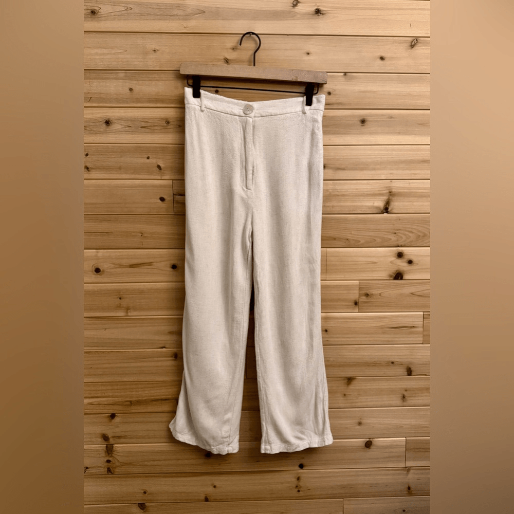 Sancia Size Small Linen Blend High Rise Cropped Ankle Lined Trouser Pants