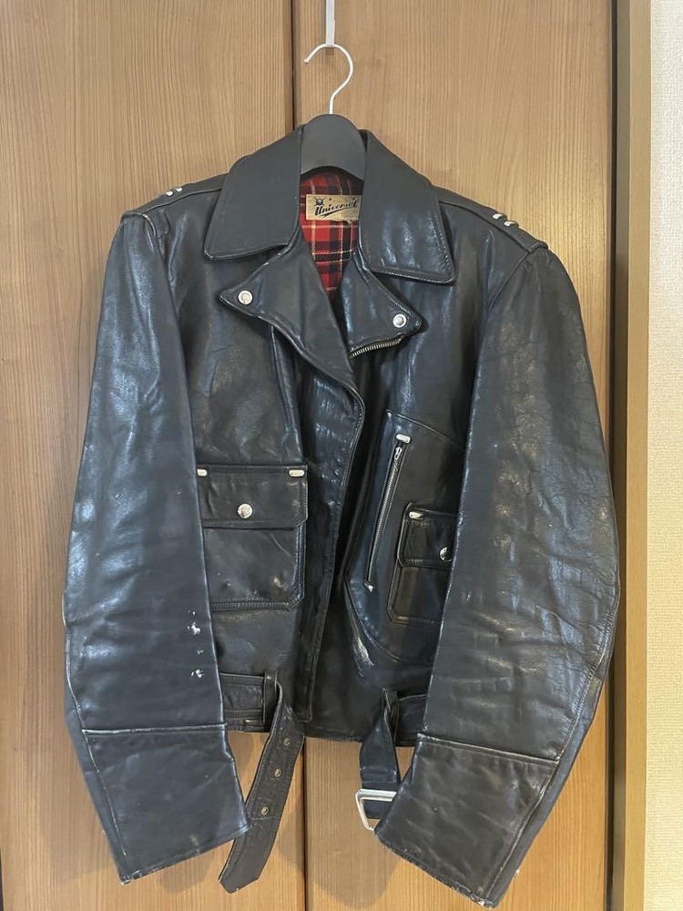 Vintage Black Leather Double Rider Jacket Limited Edition-image