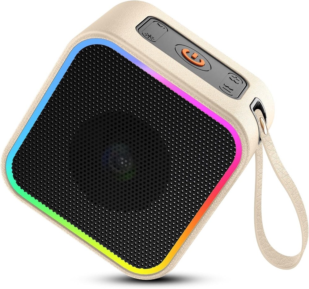 Bluetooth Portable Speaker, Bluetooth 5.3 Leather Wireless Speaker with Lights H