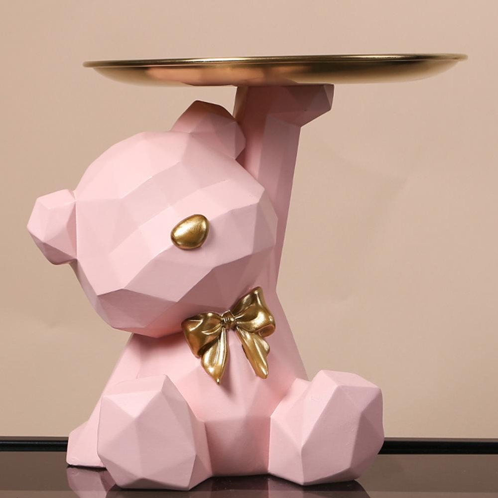Geometric Bear Key Holder Figurine Entrance Crafts Resin Desk Decoration Candy