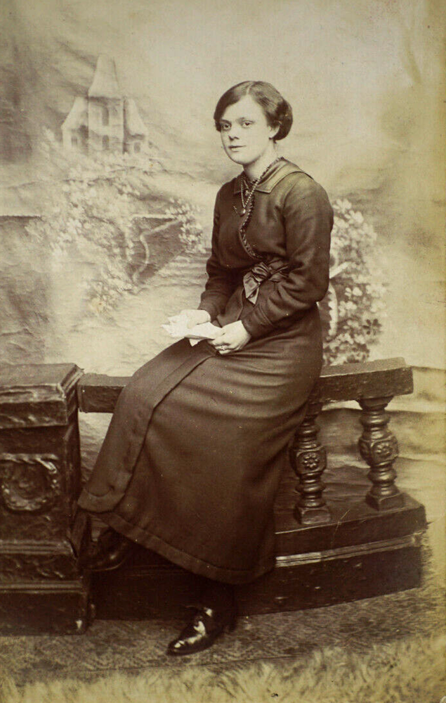 Postcard Woman Lady Portrait Hairstyle Studio Long Dress Edwardian Fashion RPPC