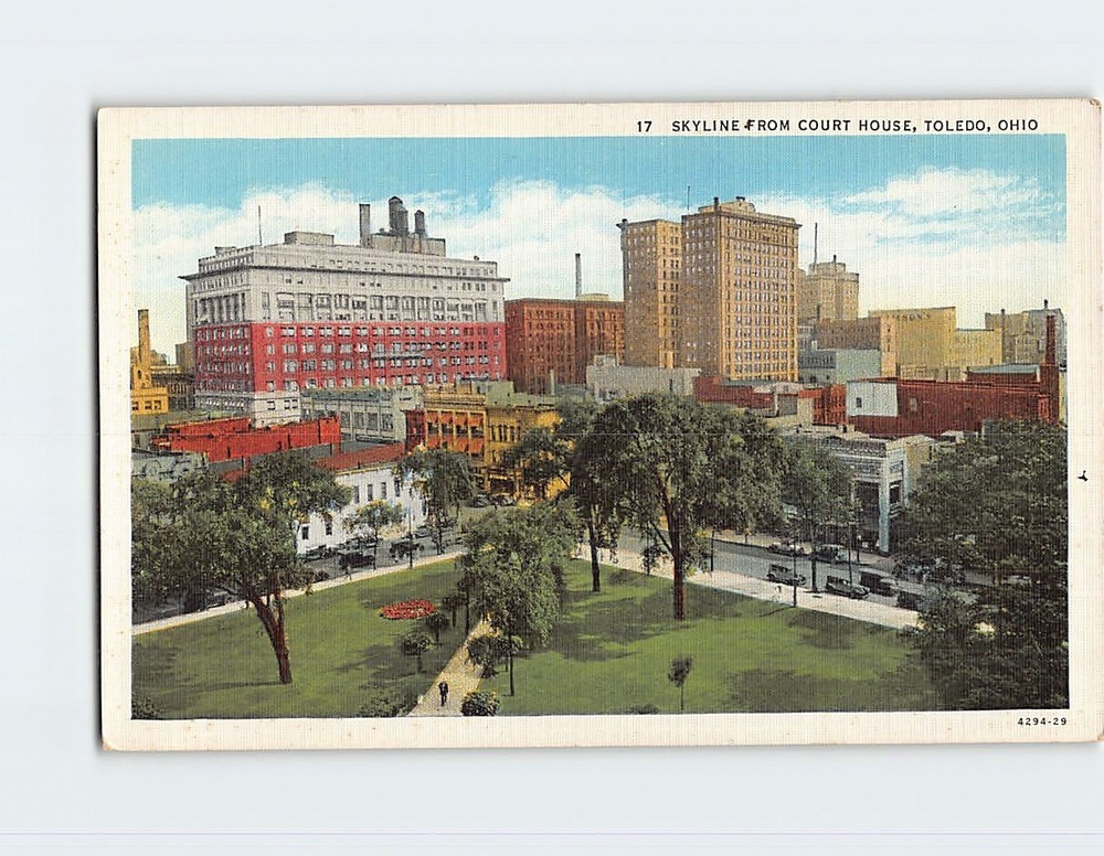 Postcard Skyline From Court House Toledo Ohio USA