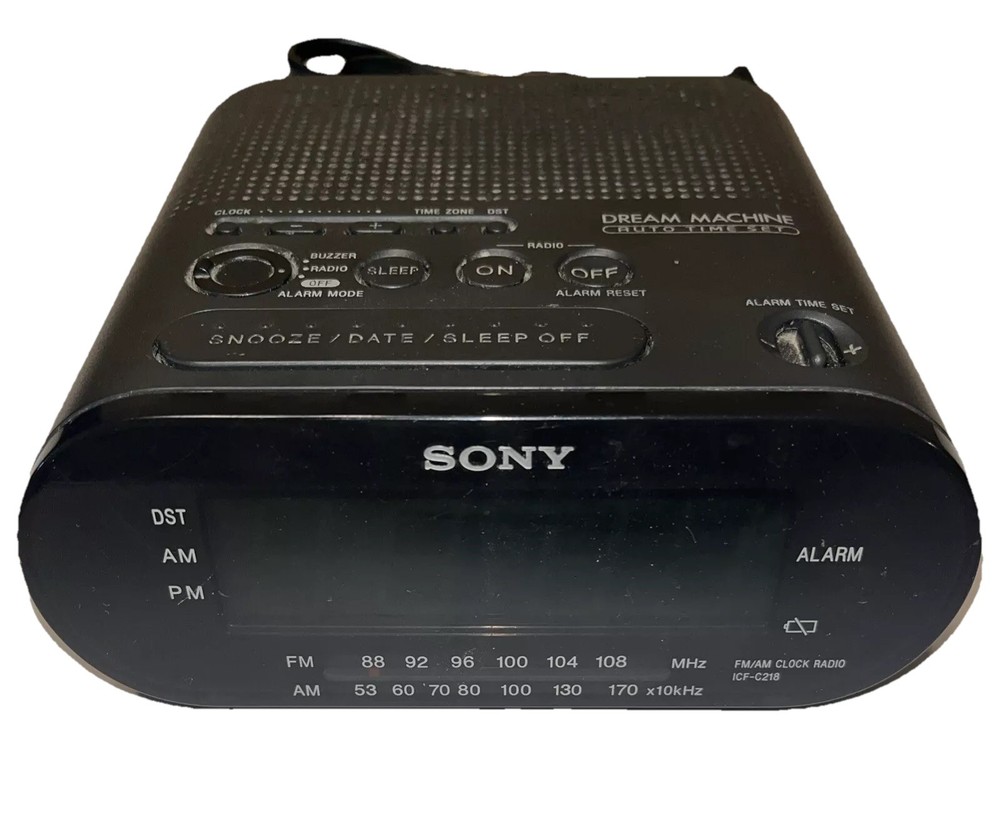 Sony AM/FM Alarm Clock Radio Model ICF-C218 Dream Machine Black Tested Working