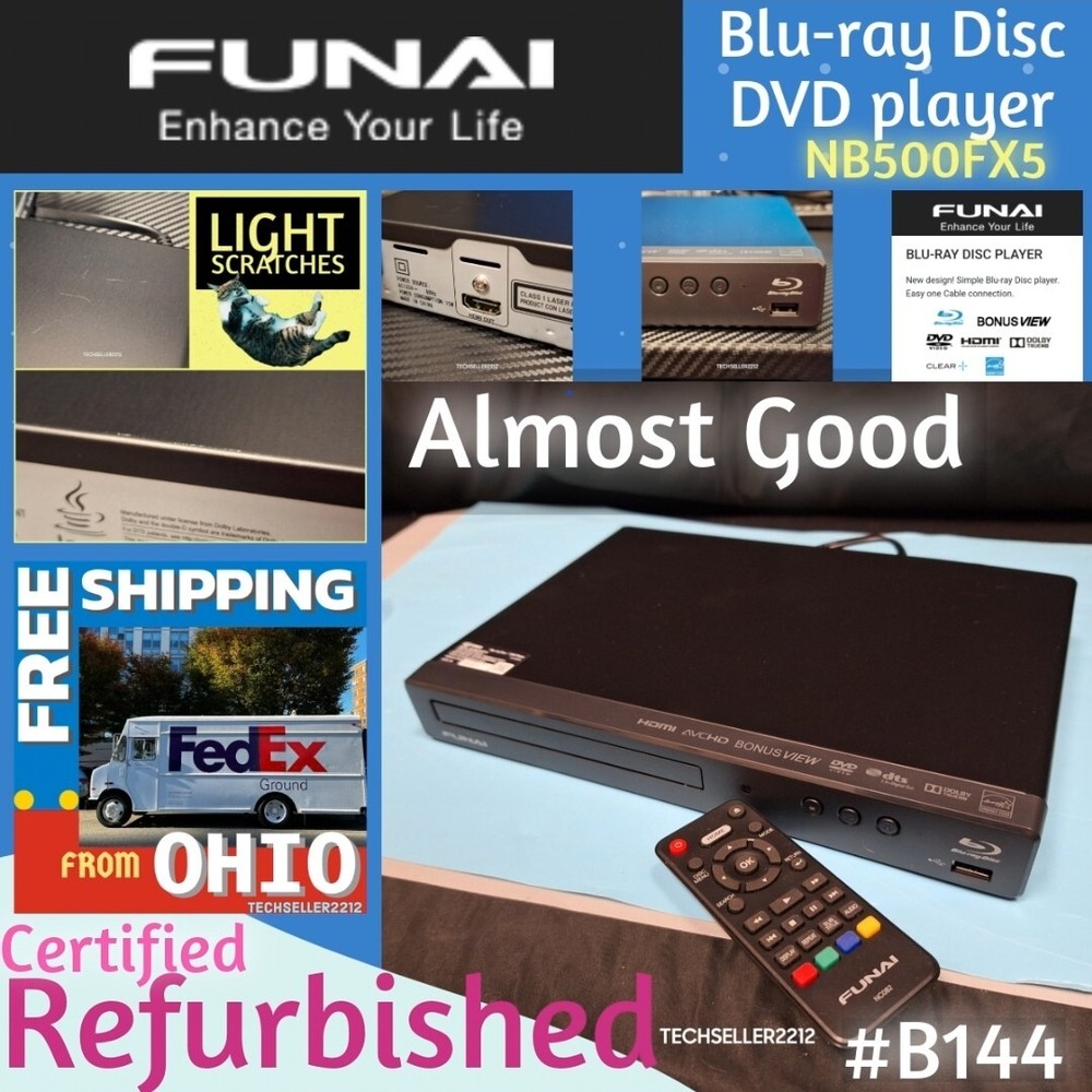 Funai Blu-ray Disc Player with USB Port ( NB500FX5 ) with Remote Controller