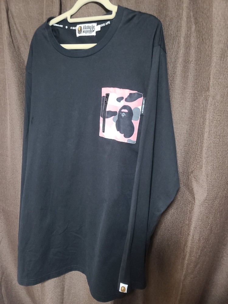 LIMITED TIME SALE  Bape A Bathing Ape Men's Black S Long Sleeve Japan Export-image