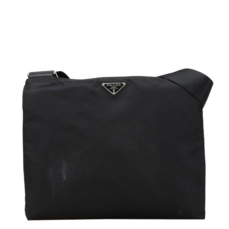 RARE PRADA Black Nylon Triangle Logo Crossbody Shoulder Bag for Women