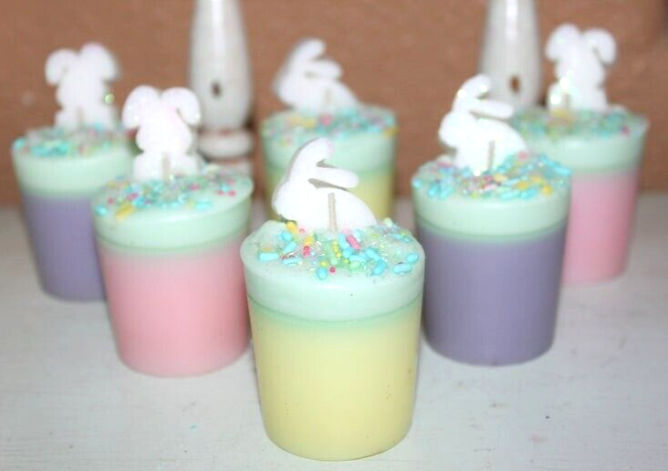 Vanilla Bean Buttercream Scented Easter Bunny Votive Candles Set of 6