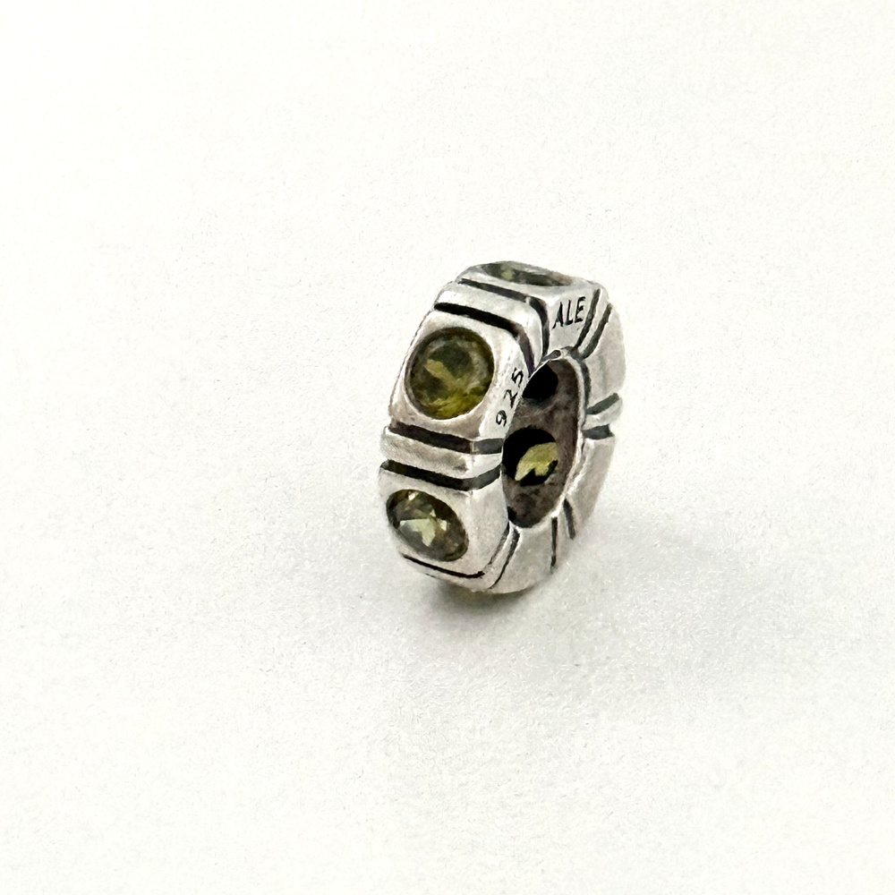 Pandora 925 Sterling Silver Green CZ Trinity Spacer Retired Bead Charm