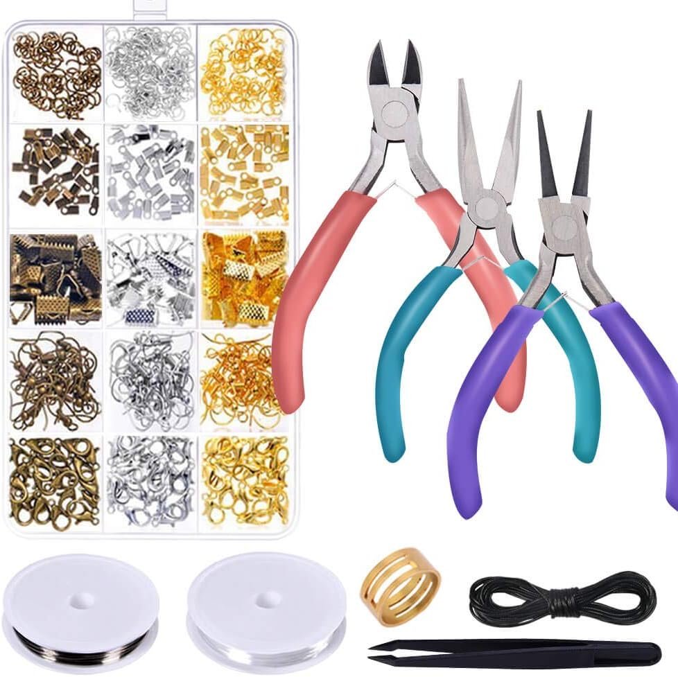 Jewelry Repair Kit with Jewelry Pliers, Jewelry Making Tools, Beading String and