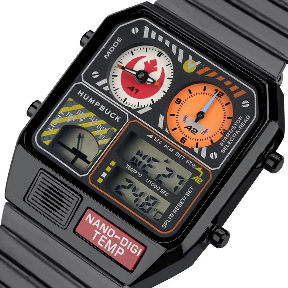 Humpback 33mm Black Star Wars Aviator Digital Multinational LED Watch