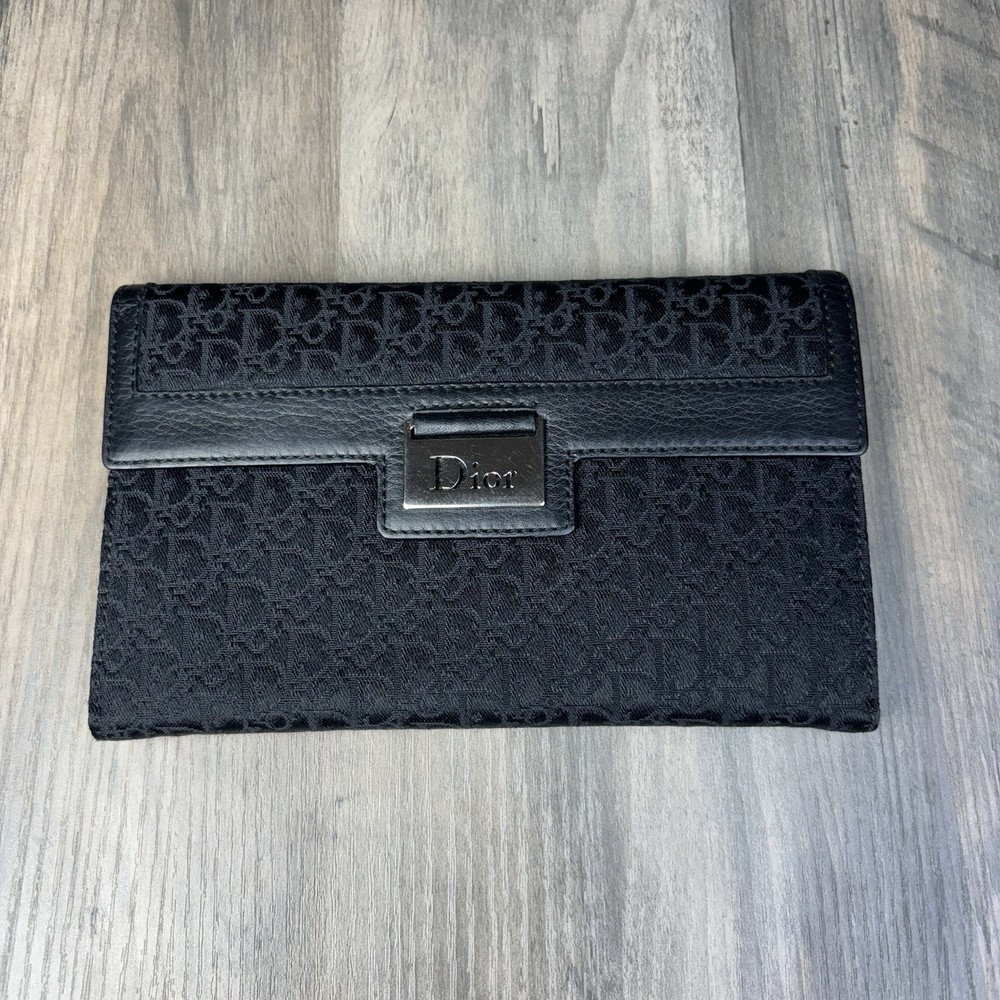 Dior Black Diorissimo Cavas Long Monogram Wallet Made in Italy MINT A+