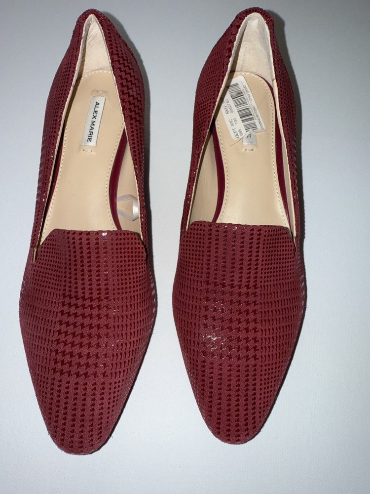 Alex Marie Burgundy Leather Loafers Flats Pointed Toe Shoes Casual Size 6M