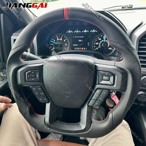 Full Leather Sport Steering Wheel Fit Ford F150 Raptor No Paddle Cutouts