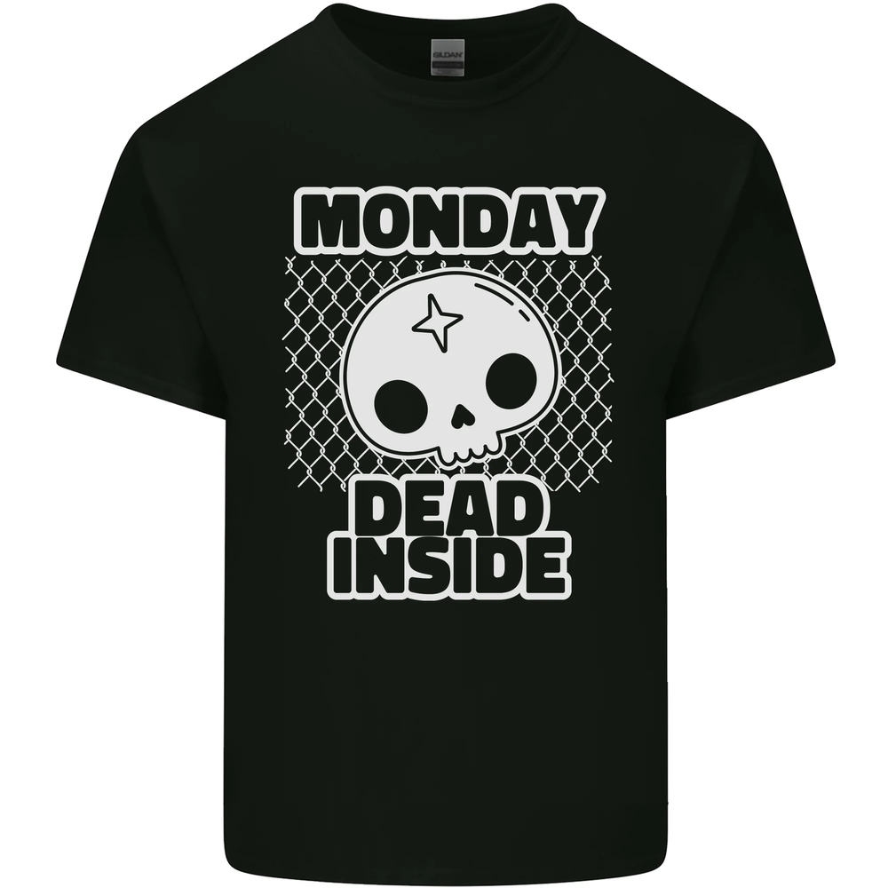 Monday Dead Inside Work Skull Mens Cotton T-Shirt Tee Top
