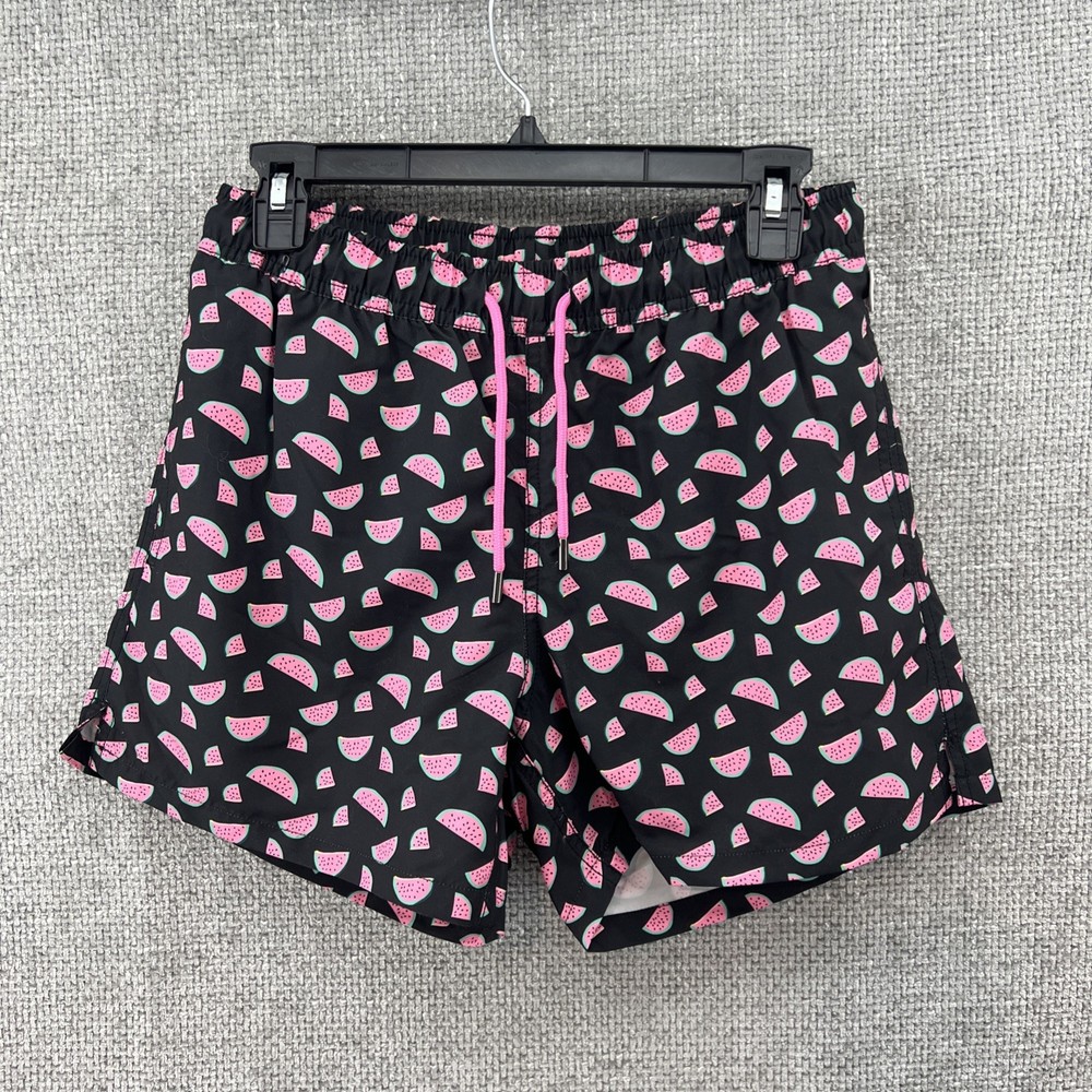 HAPPY SOCKS Men's Small  Black Watermelon Mesh Lining Swimming Shorts Pocket NWT