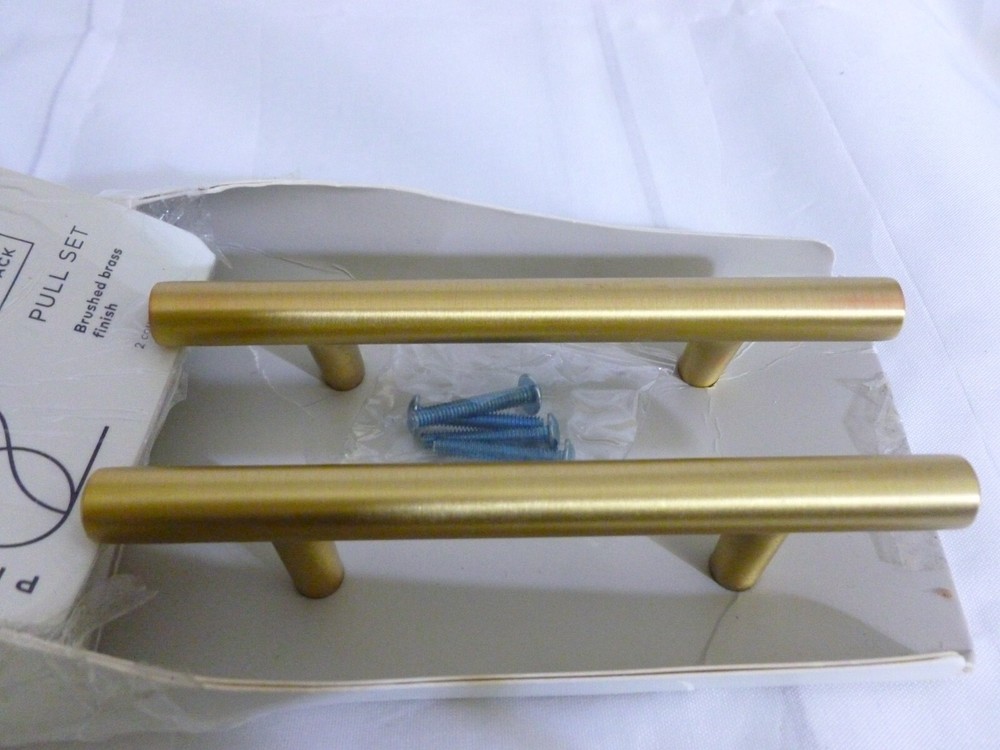 2 PROJECT 62 Brushed Brass Finish Pull Handles 5 3/8