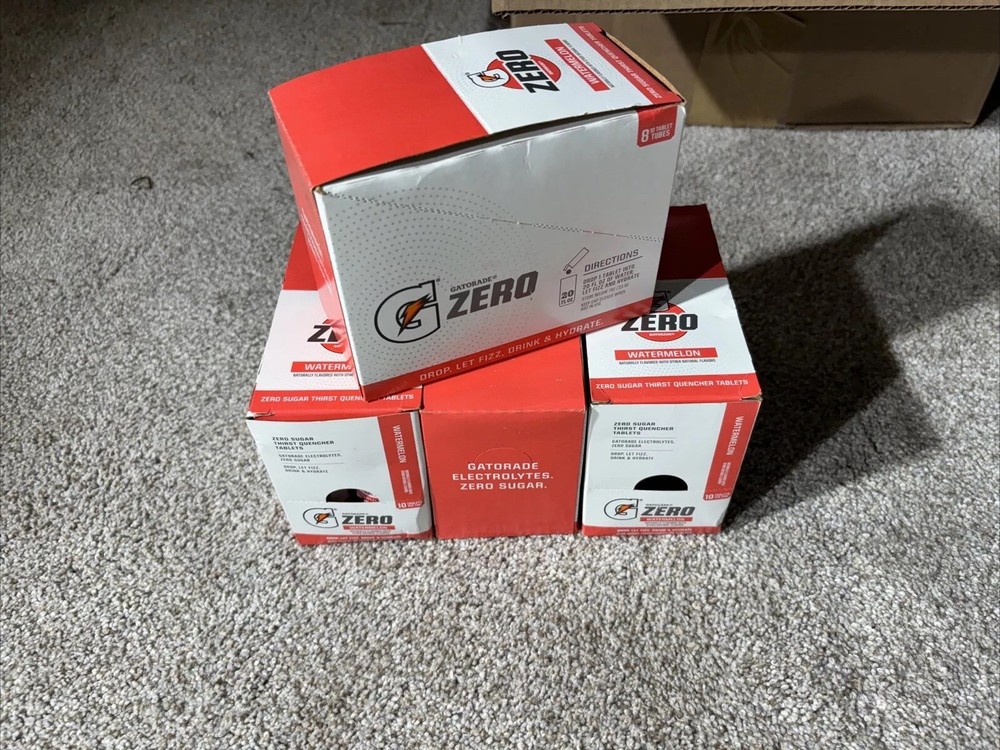 Gatorade Electrolytes G Zero Sugar Tablets Watermelon 4 Boxes-32 tubes-320 tabs!