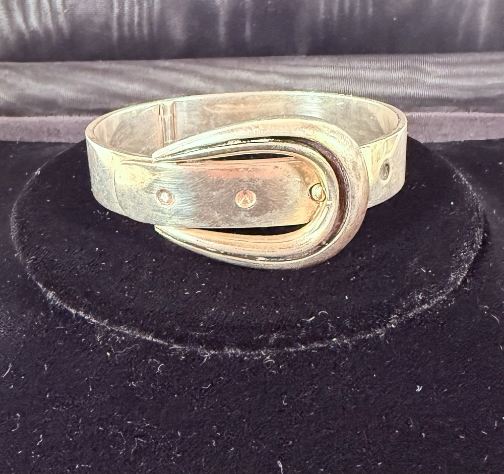 Vintage Jose Maria Puig Doria Sterling Silver Buckle Bangle Bracelet Sz6.5 62gr!