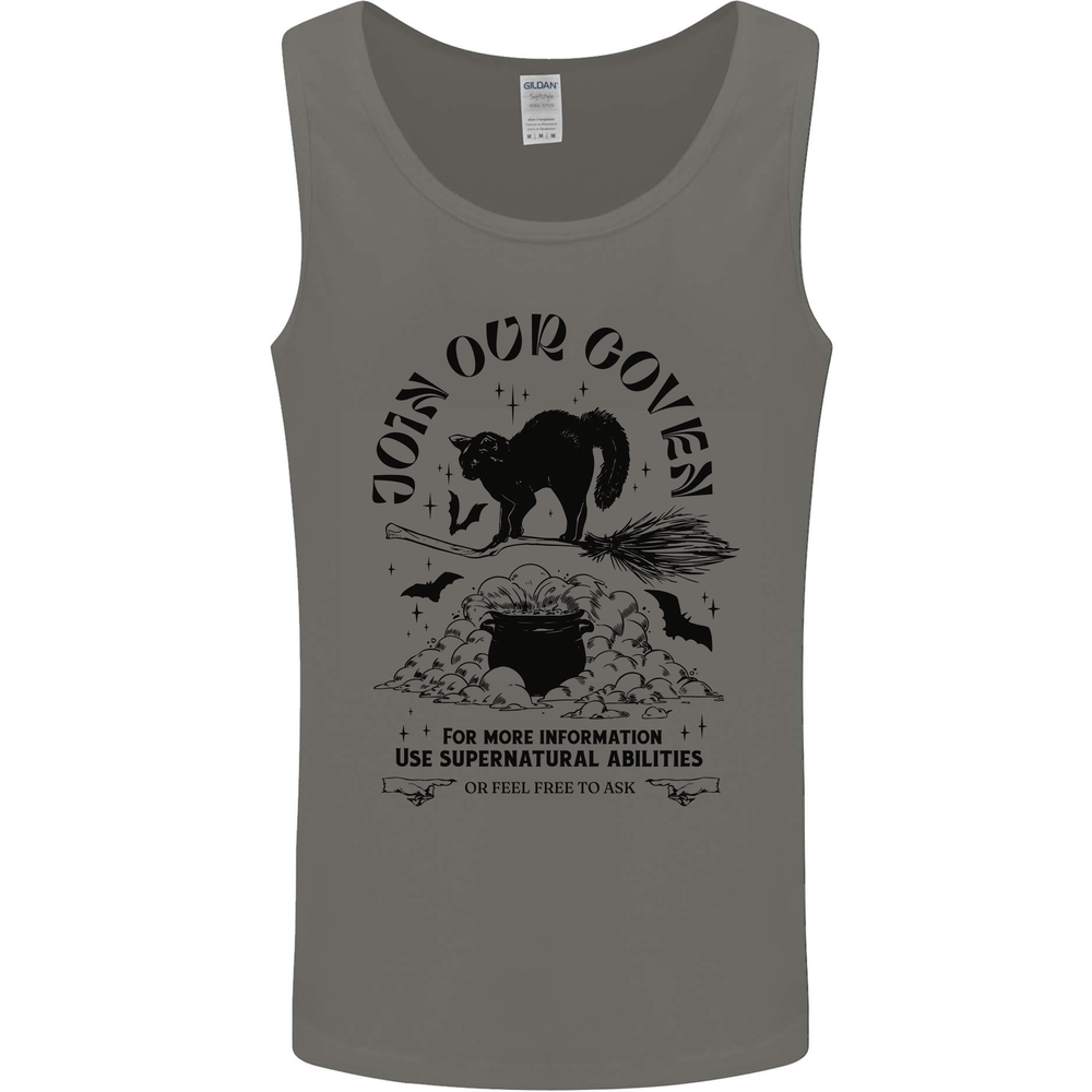 Join Our Coven Funny Halloween Cat Mens Vest Tank Top