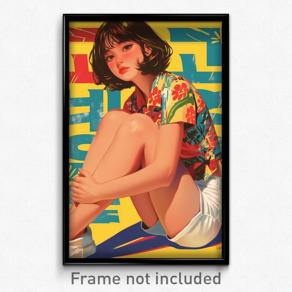 Korean Movie Poster - Girl Feeling Frustrated, Active White Shorts (Art Print)
