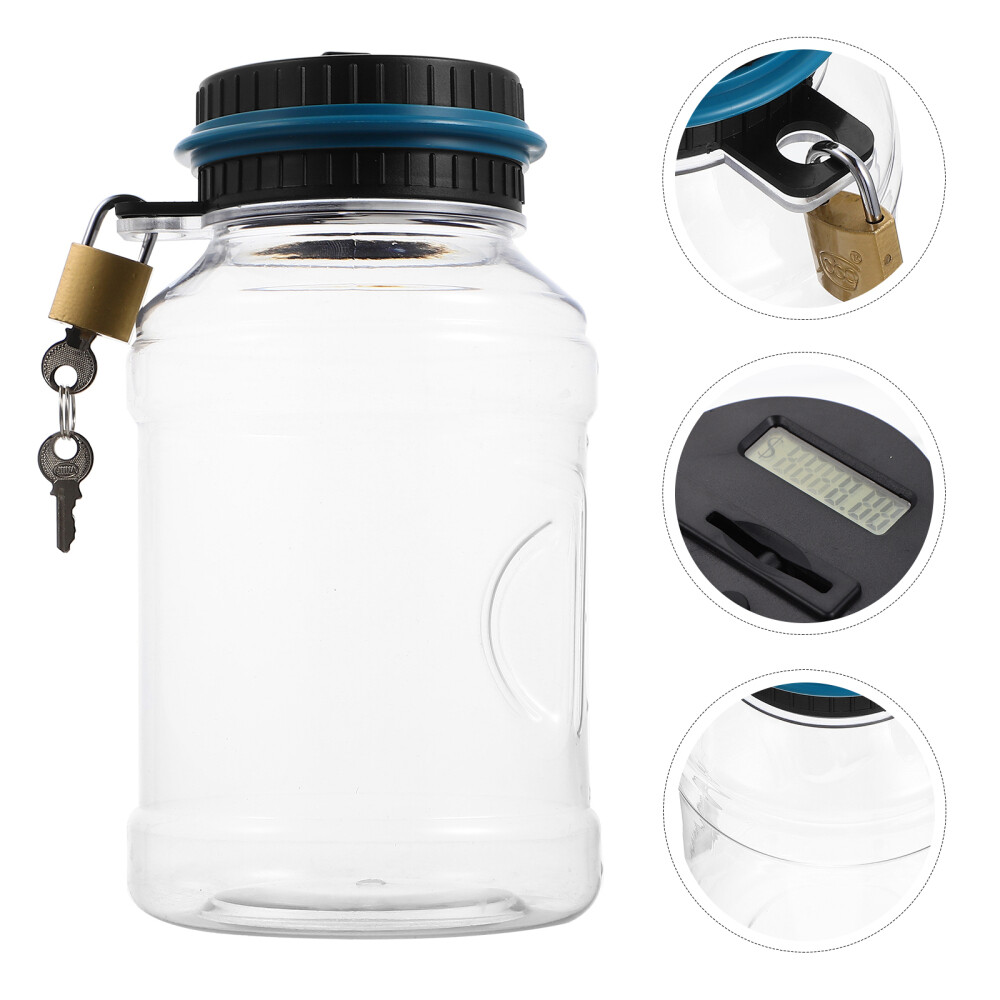 Large Piggy Bank Lock Counting Bucket Shaped Money Box Battery Operated