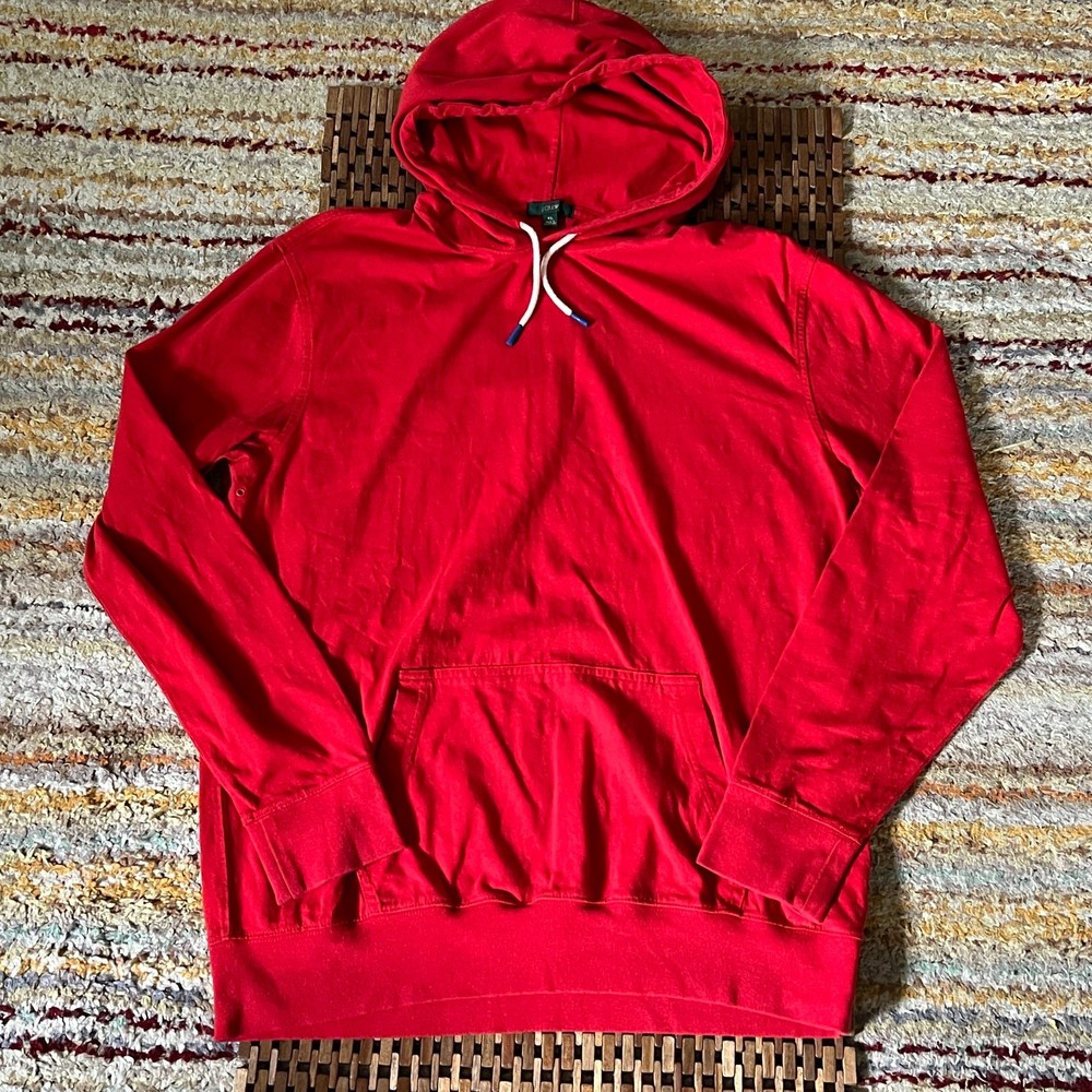 Vintage J. CREW Pullover Hoodie Hoody Red Men's Size XL VTG