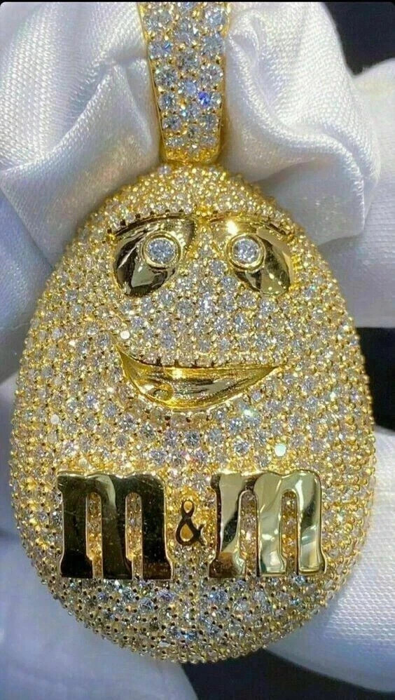 5Ct Round Cut Lab Created Diamond Men's Hip Hop Pendant 14K Yellow Gold Finish