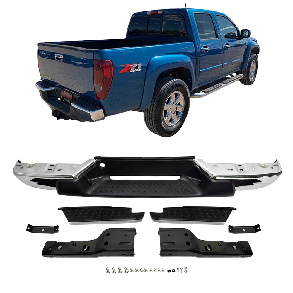 Steel Chrome Rear Step Bumper Assembly For 2008-2012 GMC Canyon& Chevy Colorado