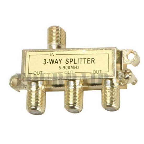3-Way Coax Video Splitter Digital HD Cable TV F Type RG6 RG11 RG59 5-900 MHz 1x3