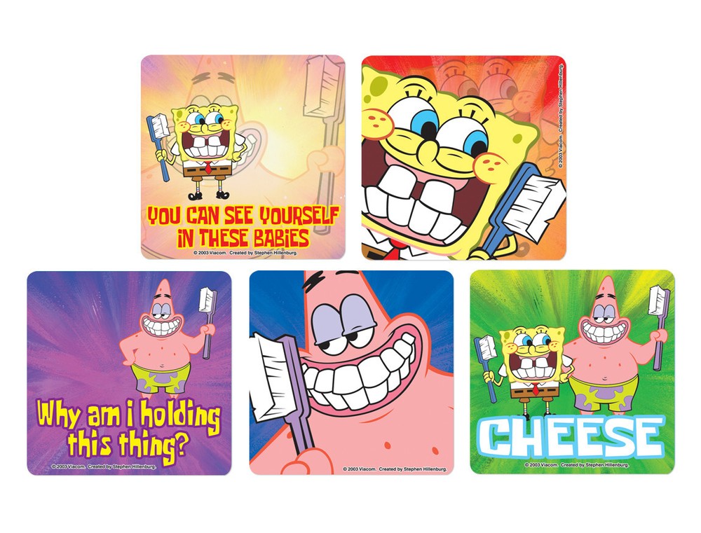 25 SpongeBob Dental Patient Stickers, 2.5