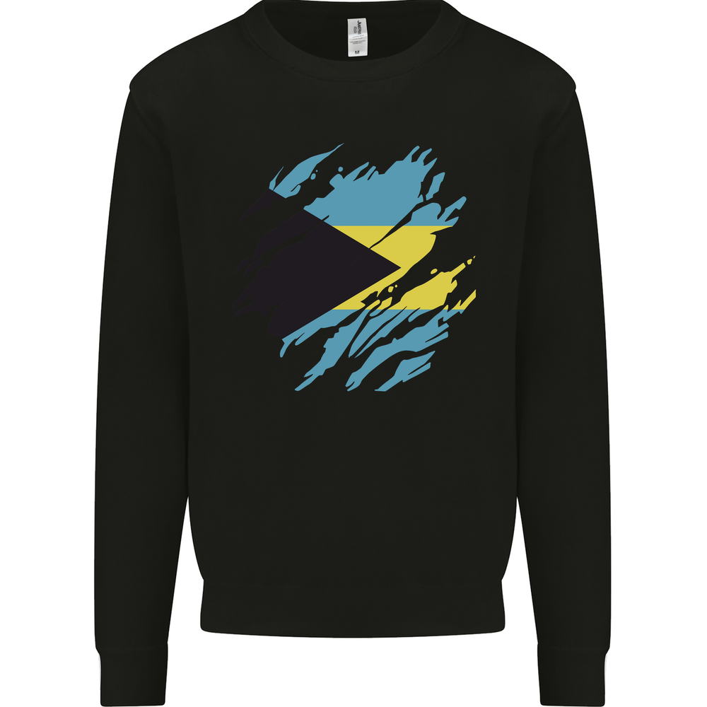 Torn Bahamas Flag Bahamians Day Football Mens Sweatshirt Jumper