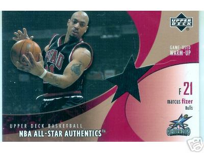 2002 Upper Deck All-Star Warm Up Jersey Marcus Fitzer Bulls Rookie Card
